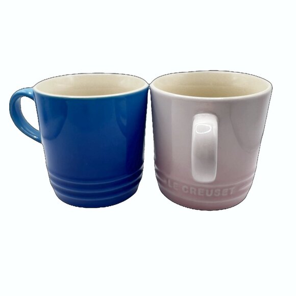 NEW Set of 2 Le Creuset Espresso Mugs, Signature Petite Tasse - Pink & Blue - Picture 2 of 2